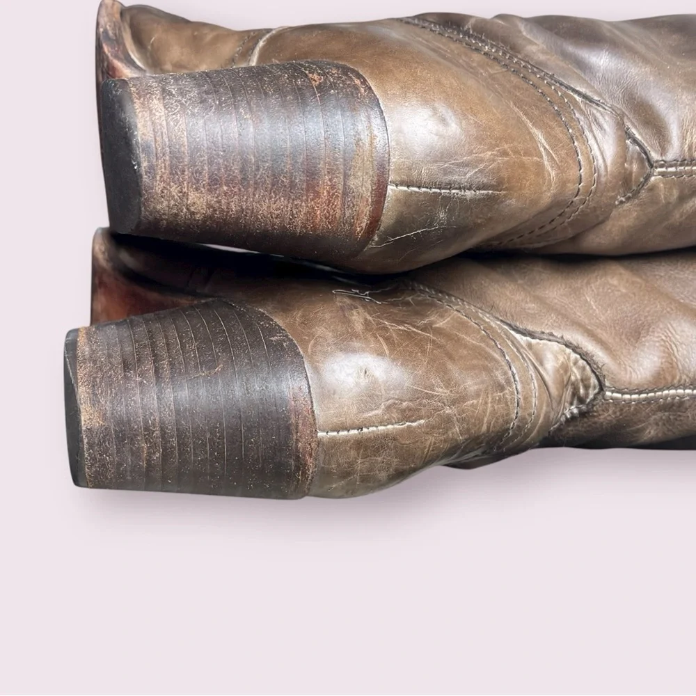 Frye Tan Leather Over‎ Knee Heeled Boots